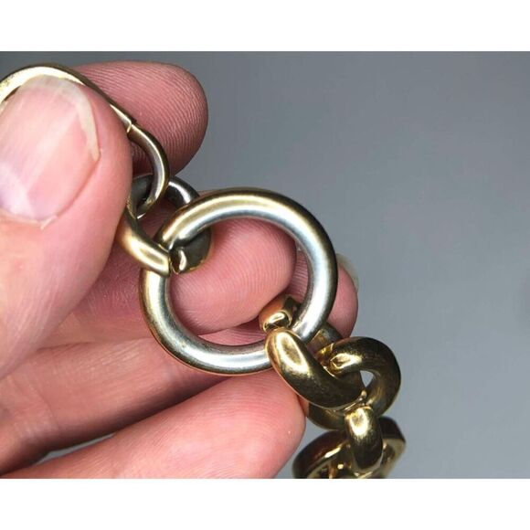 1100 Michael Kors gold tone toggle MK link Bracelet 8.5" *read - Picture 2 of 3